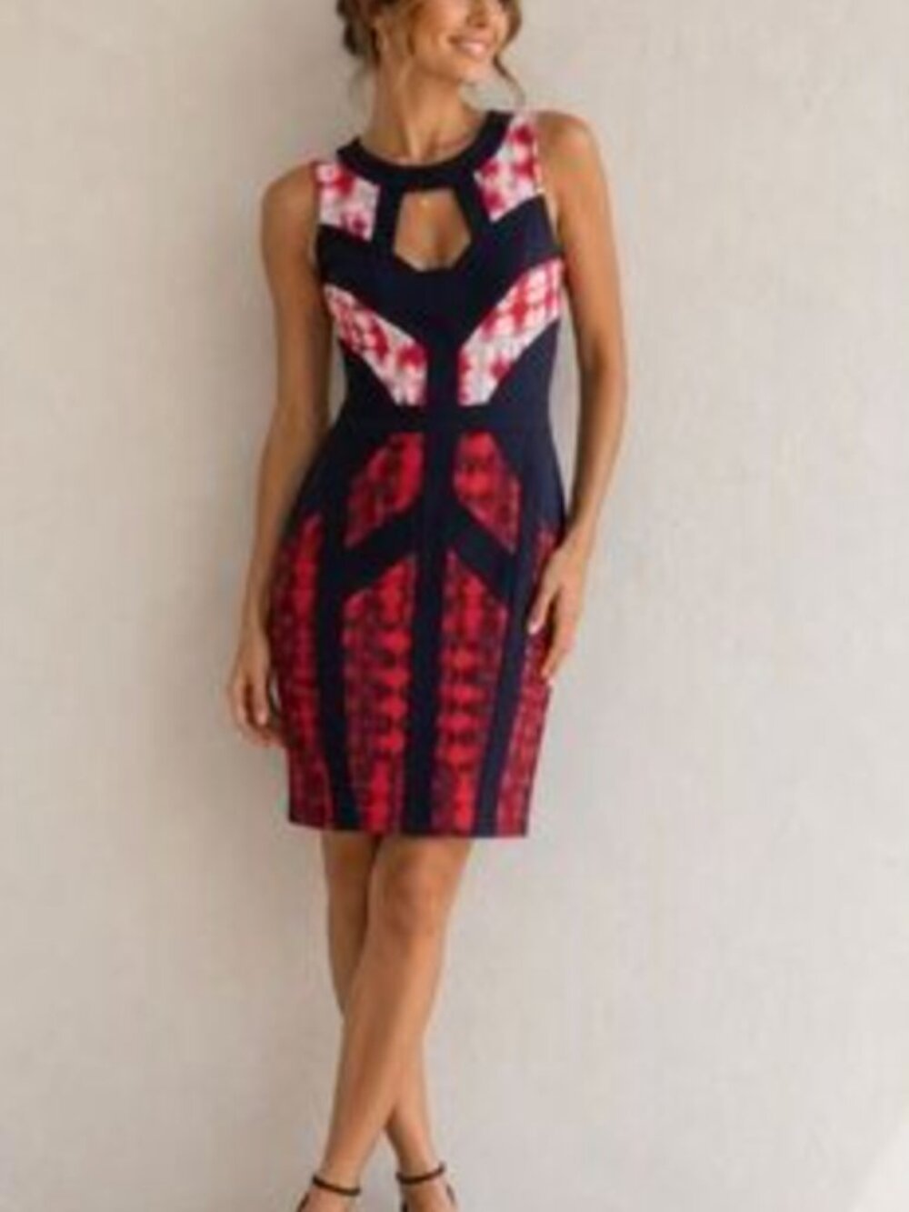 SZ 0 BCBG Graphic Cocktail/Wedding/Shower Midi Dress